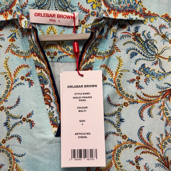 NWT Orlebar Brown Ridley Prairie, Paisley, multicolor shirt size large - Picture 2 of 4